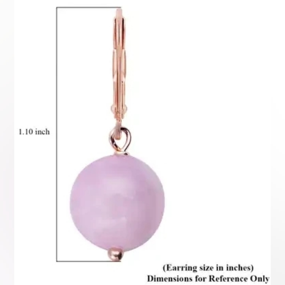 Kunzite Drop Lever Earrings in 14K Rose Gold Over Sterling Silver 15 ctw - Picture 4 of 4